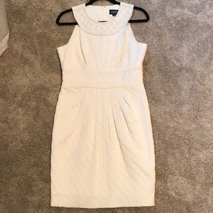 White Fitted Dress with beaded collar